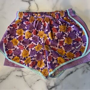 Nike Girl's Floral Purple Shorts